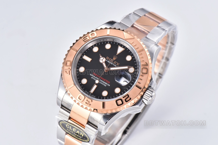 Factory C Rolex Yacht-Master 1:1super cloneblack dial gold steel bracelet model m126621-0002front live photo