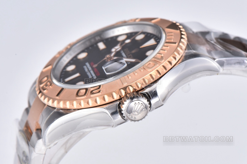 Factory C Rolex Yacht-Master 1:1super cloneblack dial gold steel bracelet model m126621-0002side live photo