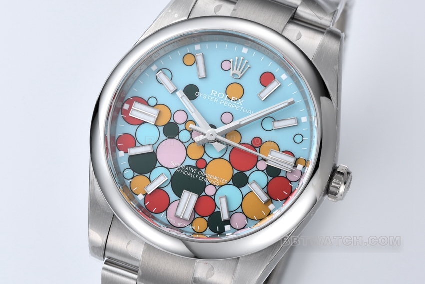 Factory C Rolex Oyster Perpetual top-tier 1:1high-quality replica41mm bubble noodle m124300-0008front live photo
