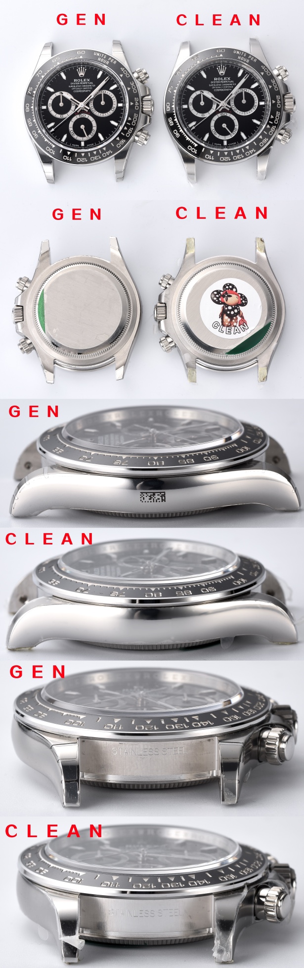 C factory black Daytona genuine and fake comparison evaluation Rolextop-tier watch 126500case comparison chart