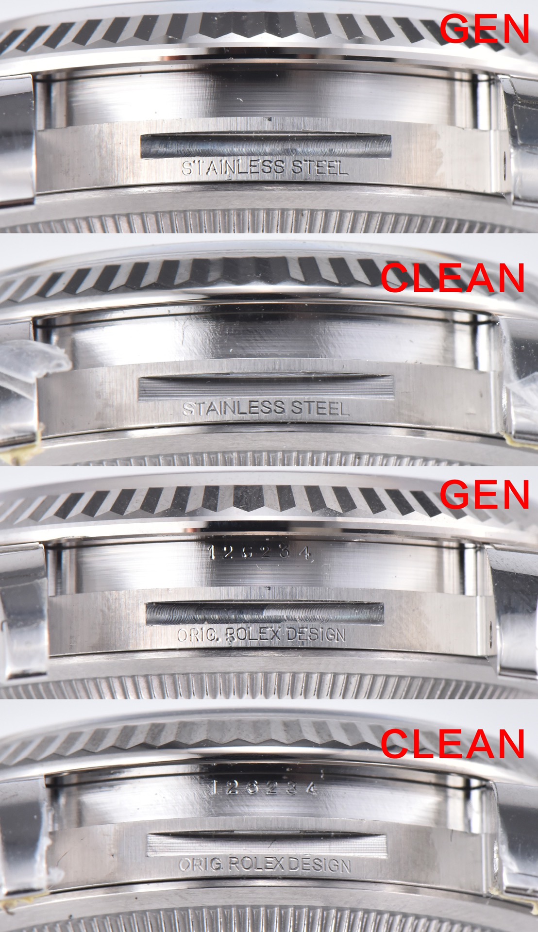 Factory C log green palm leaf pattern genuine and fake comparison evaluation Rolextop-tier table case comparison chart