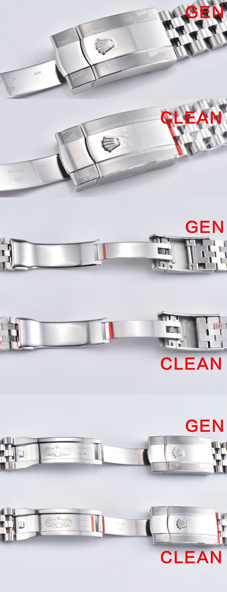 Factory C log green palm leaf pattern genuine and fake comparison evaluation Rolextop-tier table clasp comparison chart