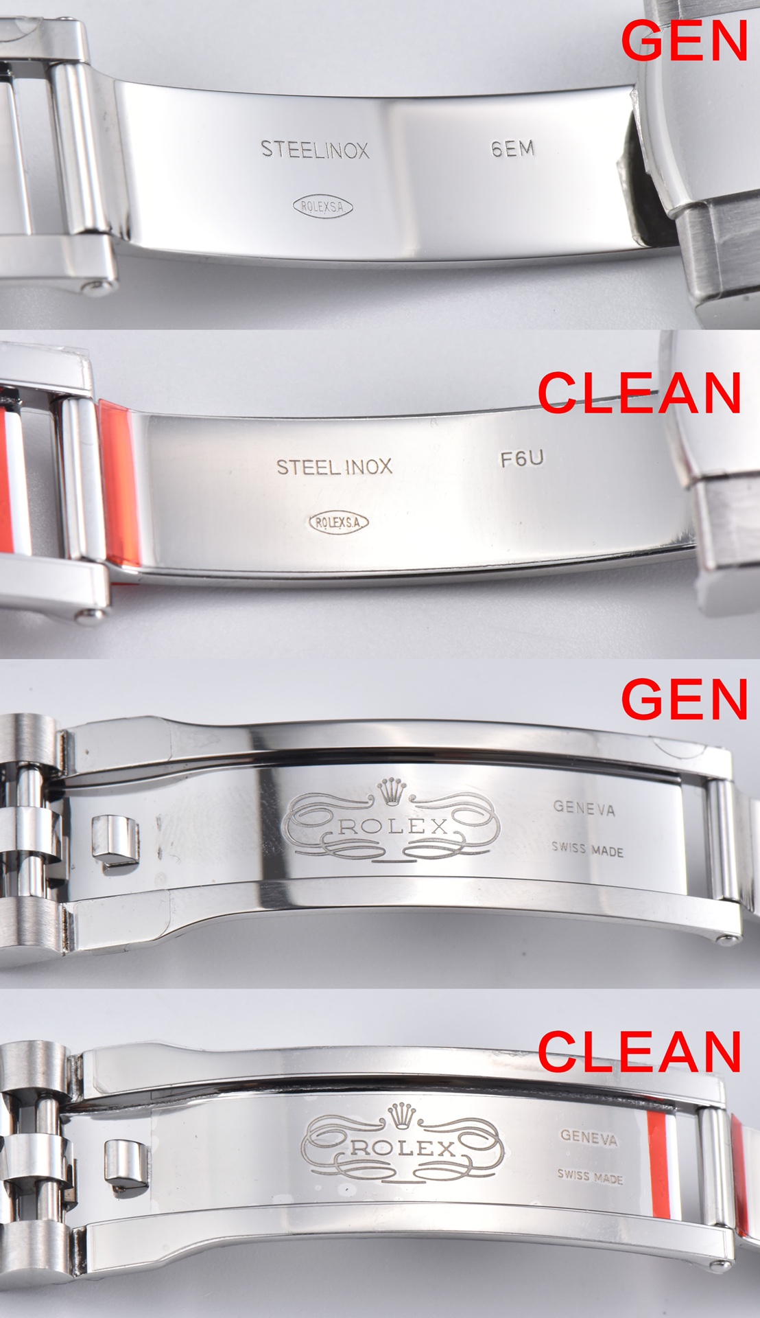 Factory C log green palm leaf pattern genuine and fake comparison evaluation Rolextop-tier table clasp comparison chart