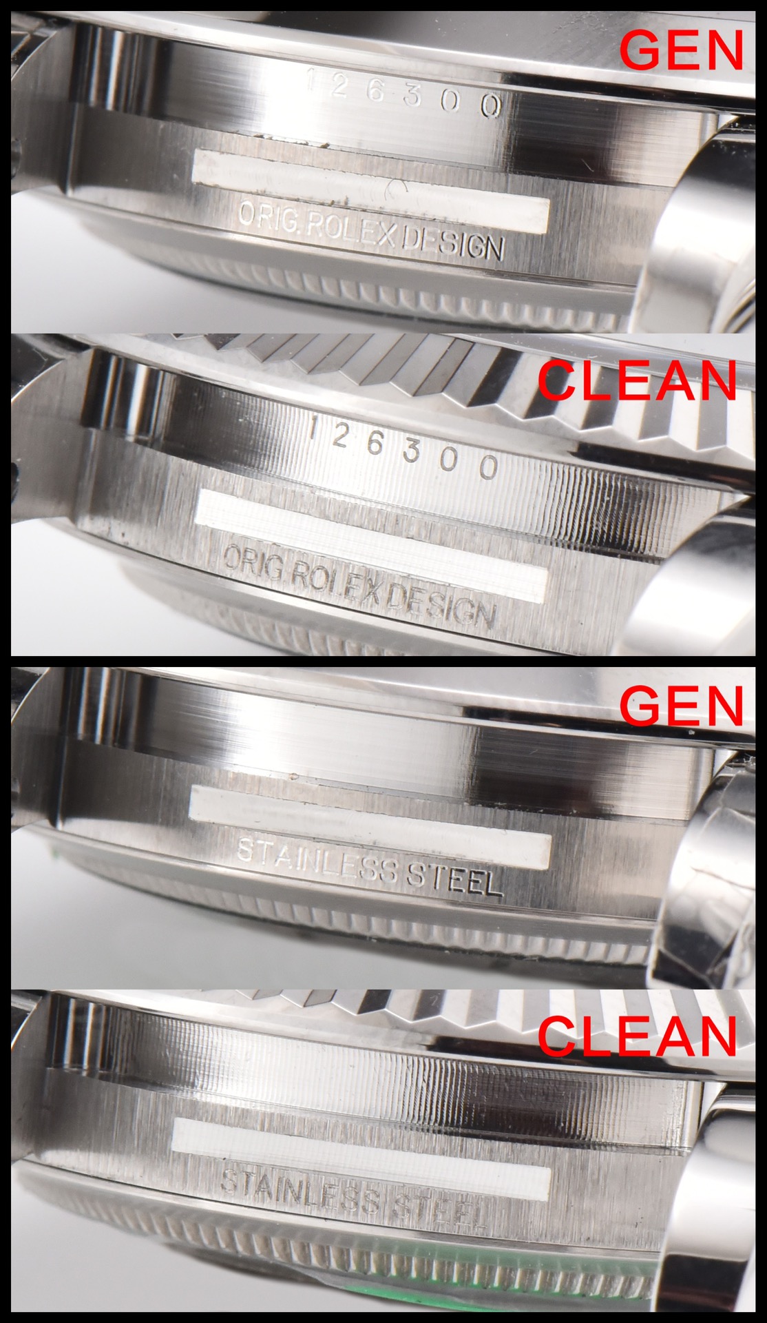 C Factory Log Green True and Fake Comparison Evaluation Rolextop-tier Table Case Comparison Chart