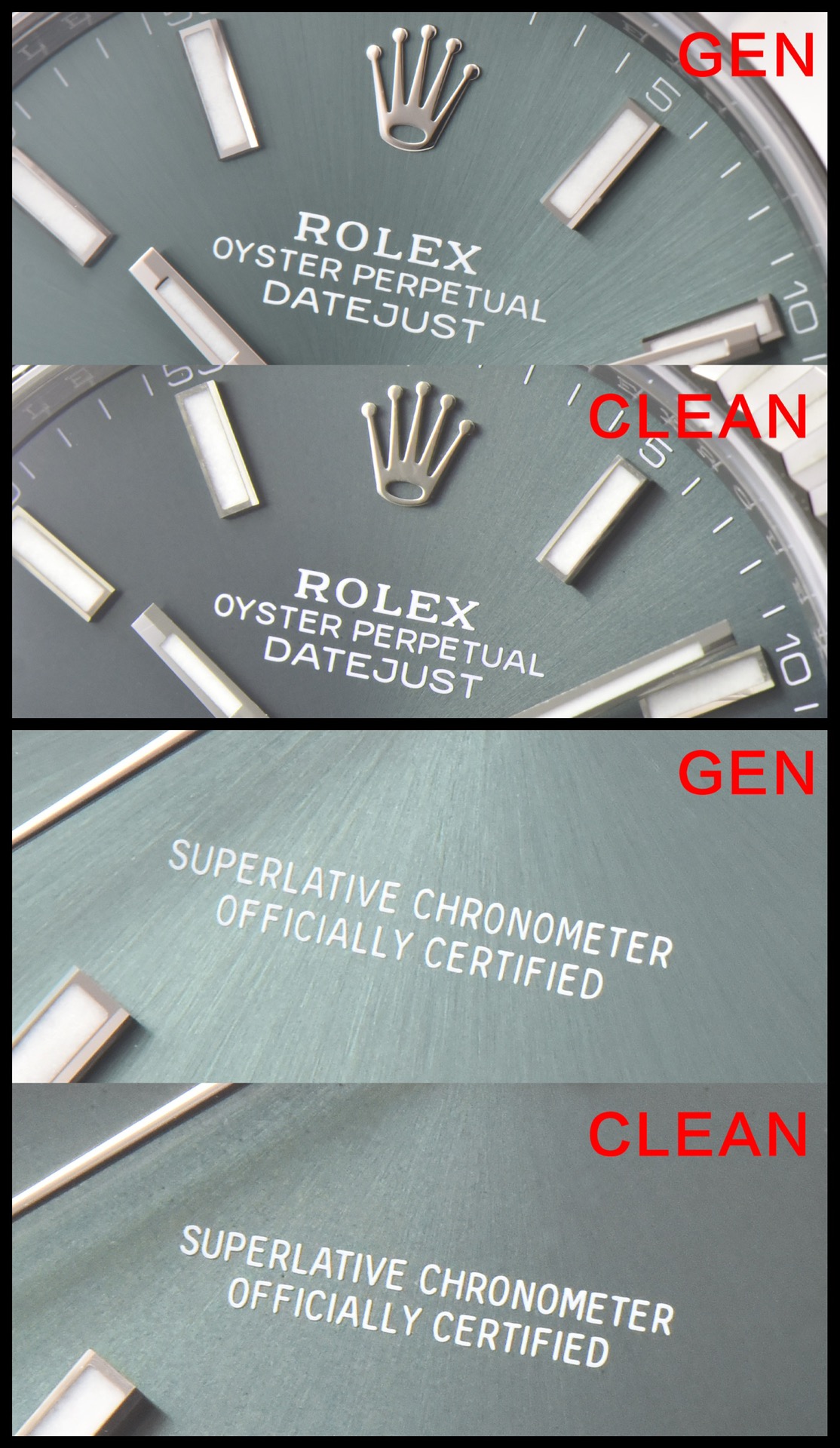 C Factory Log Green True and Fake Comparison Evaluation Rolextop-tier Table LOGO Comparison Chart