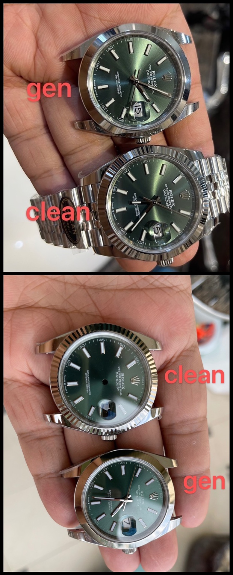Factory C log green genuine and fake comparison evaluation Rolextop-tier table appearance comparison chart