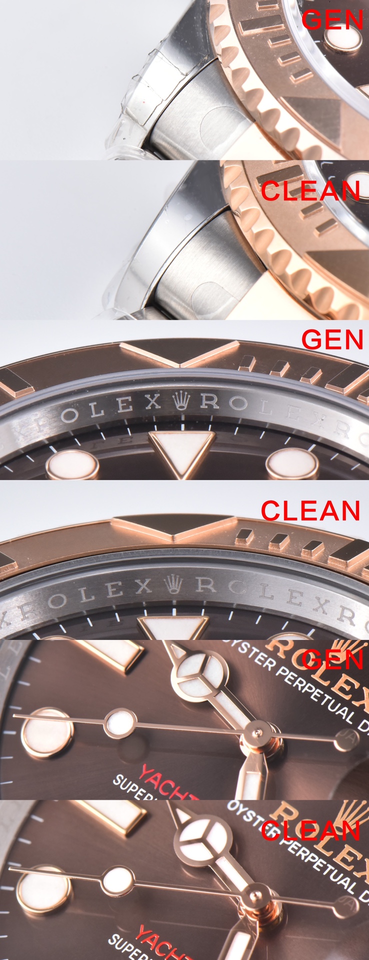 C Factory Yacht-Master Chocolate Color Authentic and Fake Comparison Evaluation Rolextop-tier Watch Appearance Comparison Chart