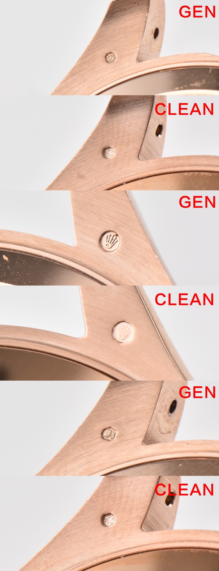 C Factory Yacht-Master Rose Gold Authentic and Fake Comparison Evaluation Rolextop-tier Watch Logo Comparison Chart