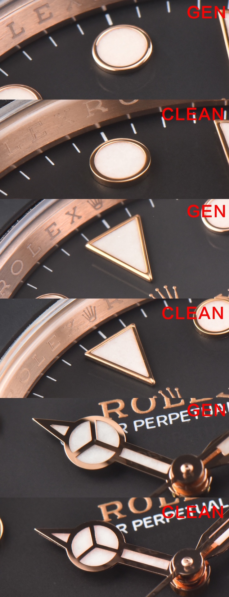 C factory yacht master type rose gold genuine and fake comparison evaluation Rolextop-tier table dial comparison chart