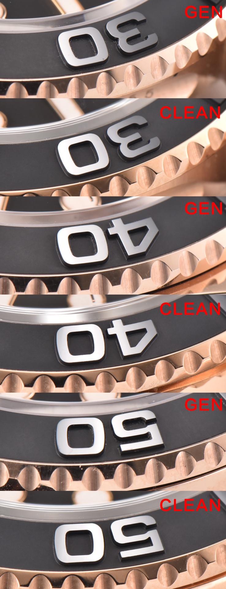 C factory yacht master type rose gold genuine and fake comparison evaluation Rolextop-tier table bezel comparison chart