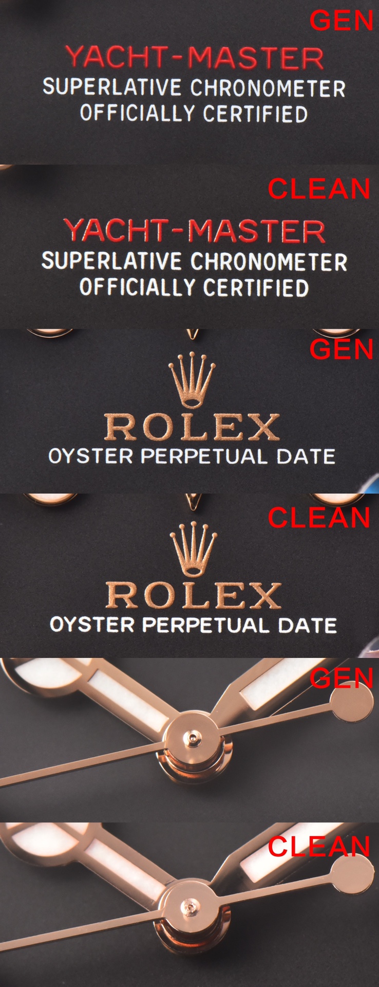 C factory yacht master type rose gold genuine and fake comparison evaluation Rolextop-tier watch LOGO comparison chart