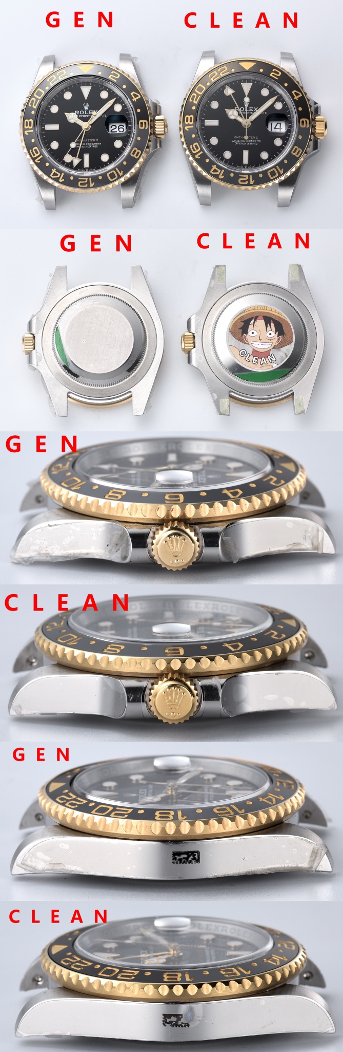 C factory GMT-Master genuine and fake comparison evaluation Rolextop-tier table case comparison chart