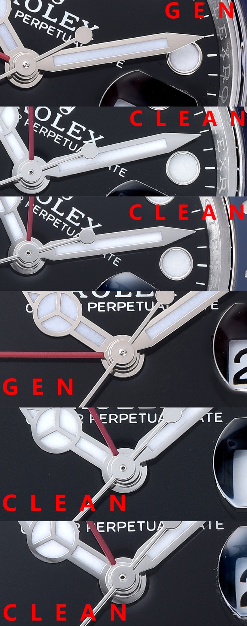 C factory GMT-MasterPepsi bezel genuine and fake comparison evaluation Rolextop-tier table pointer comparison chart