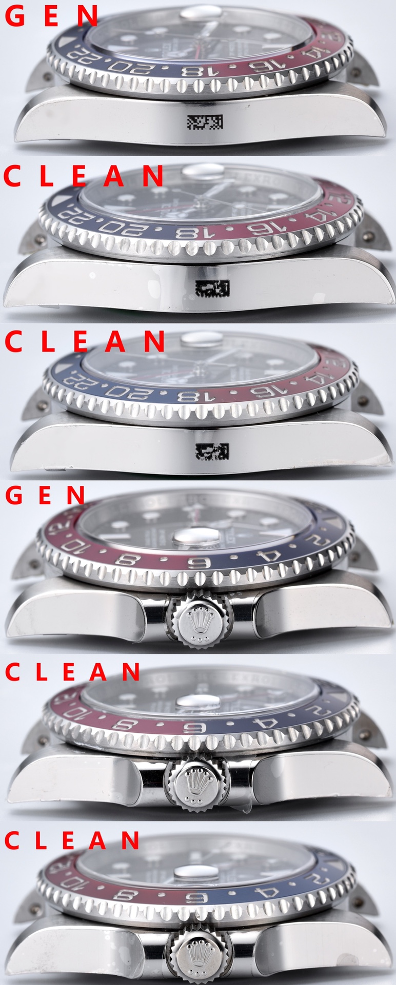 C factory GMT-MasterPepsi bezel genuine and fake comparison evaluation Rolextop-tier table case comparison chart