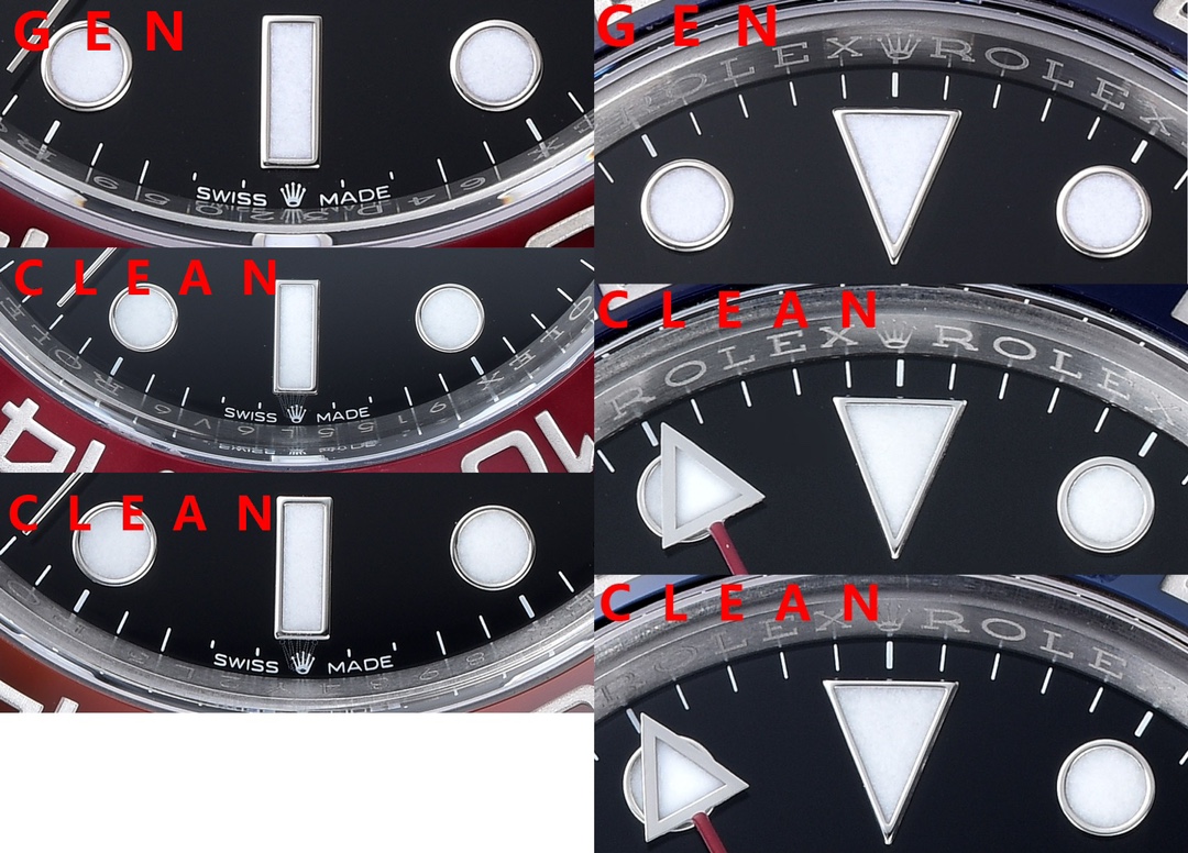 C factory GMT-MasterPepsi bezel genuine and fake comparison evaluation Rolextop-tier watch time scale comparison chart