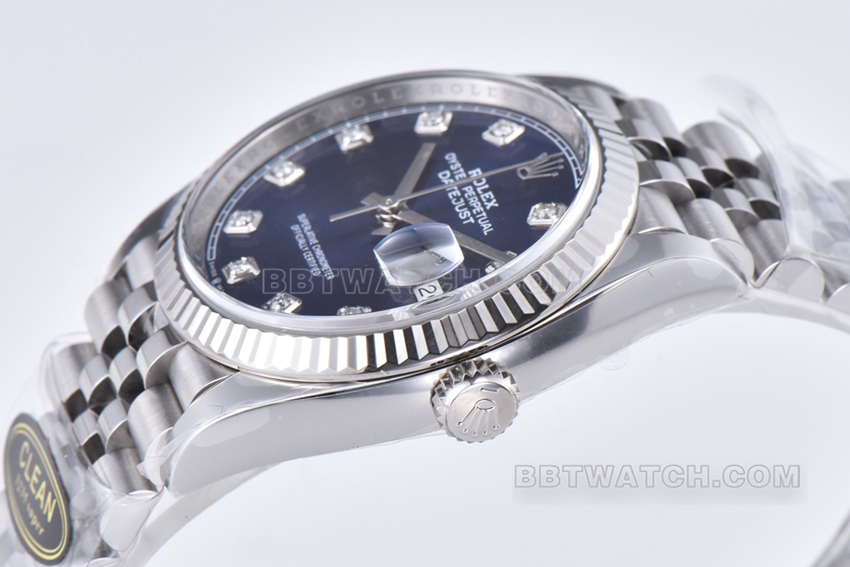 Factory C Rolex log top-tier 1:1high-quality replica36mmblue dial diamond hour markers m126234-0037side live photo