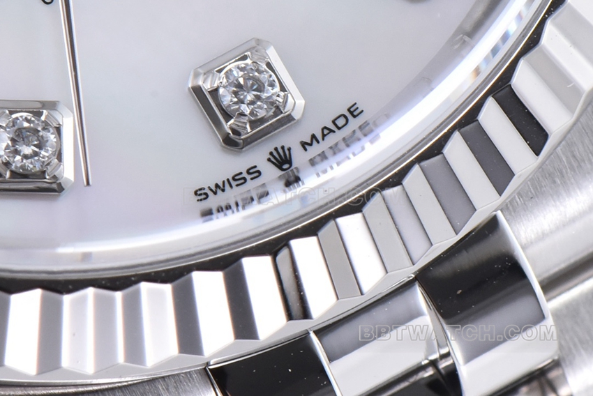 Factory C Rolex log top-tier 1:1super clone36mm mother-of-pearl diamond disc m126234-0019front live photo