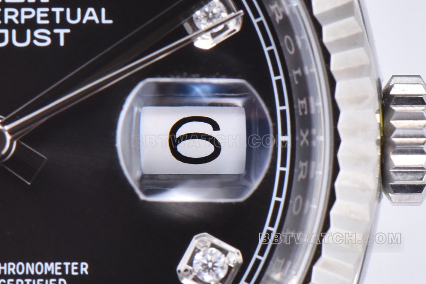 C factory Rolex log top-tier replica36mm black diamond surface five grid link m126234-0027front live photo