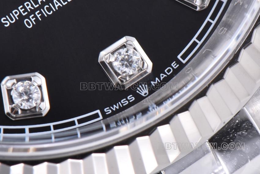 C factory Rolex log top-tier replica36mm black diamond surface five grid link m126234-0027front live photo