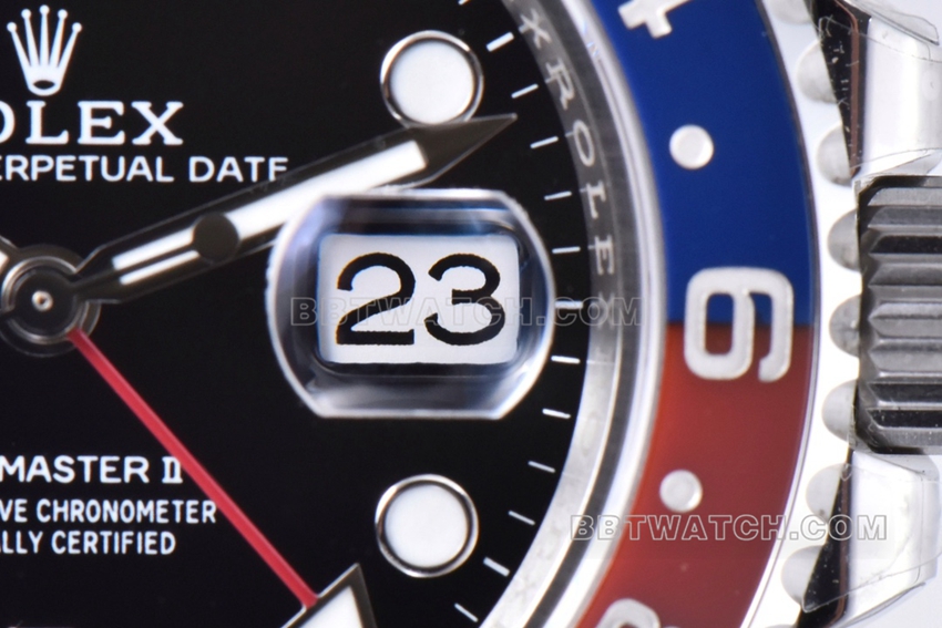Factory C RolexGMT-Master1:1super clonePepsi bezel five grid chain m126710blro-0001front live photo