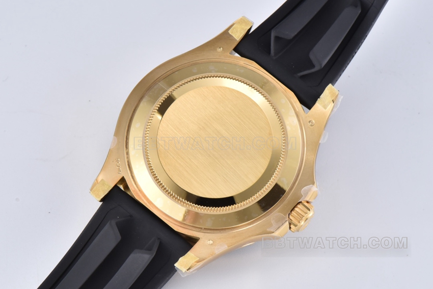 Factory C Rolex Yacht-Master top-tier 1:1high-quality replicablack dialyellow gold rubber model M226658-0001caseback live photo