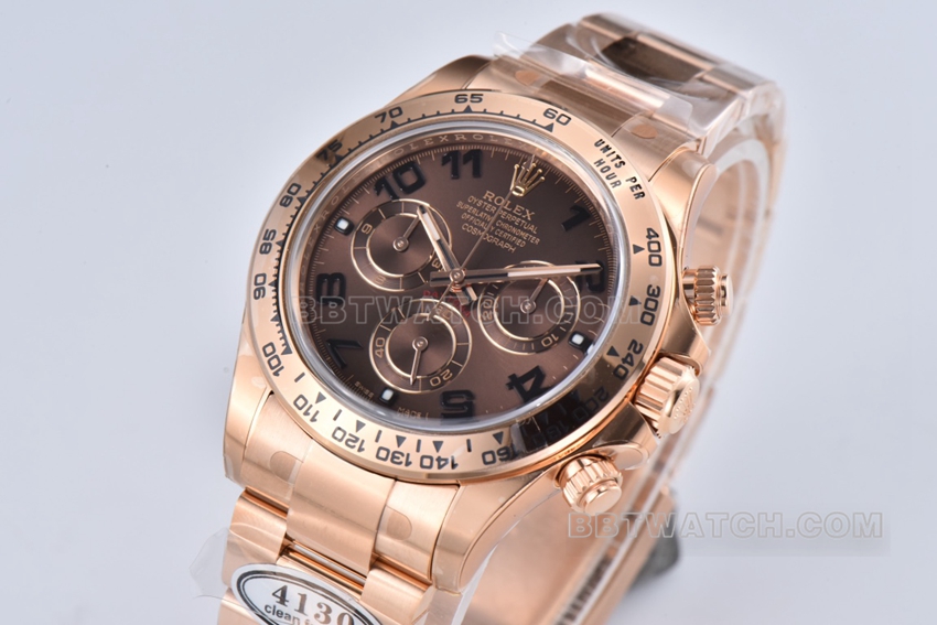 C Factory Rolex Daytonatop-tier replicarose gold chocolate disc steel bracelet model m116505-0011front live photo