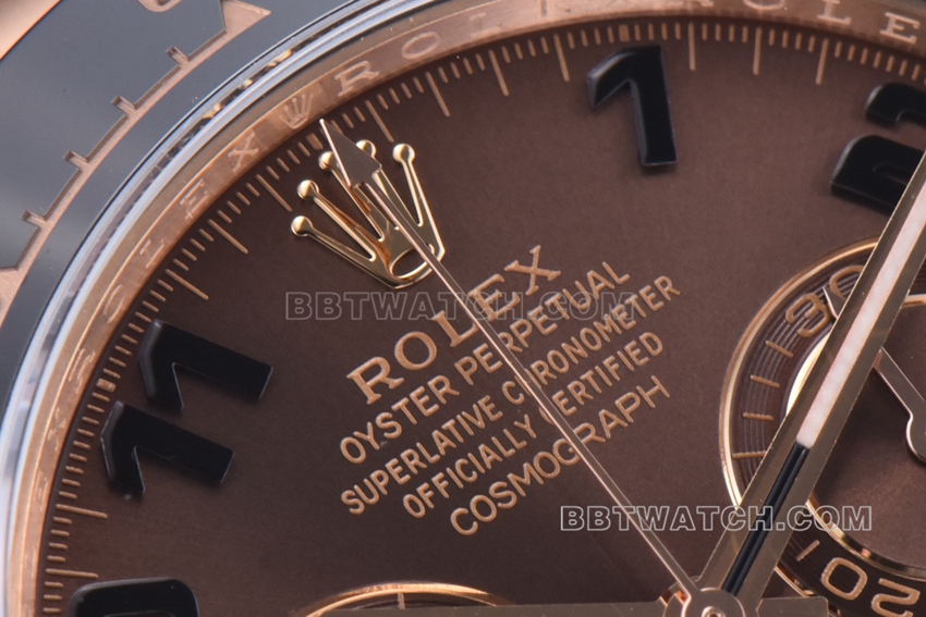 C Factory Rolex Daytonatop-tier replicarose gold chocolate disc steel bracelet model m116505-0011front live photo