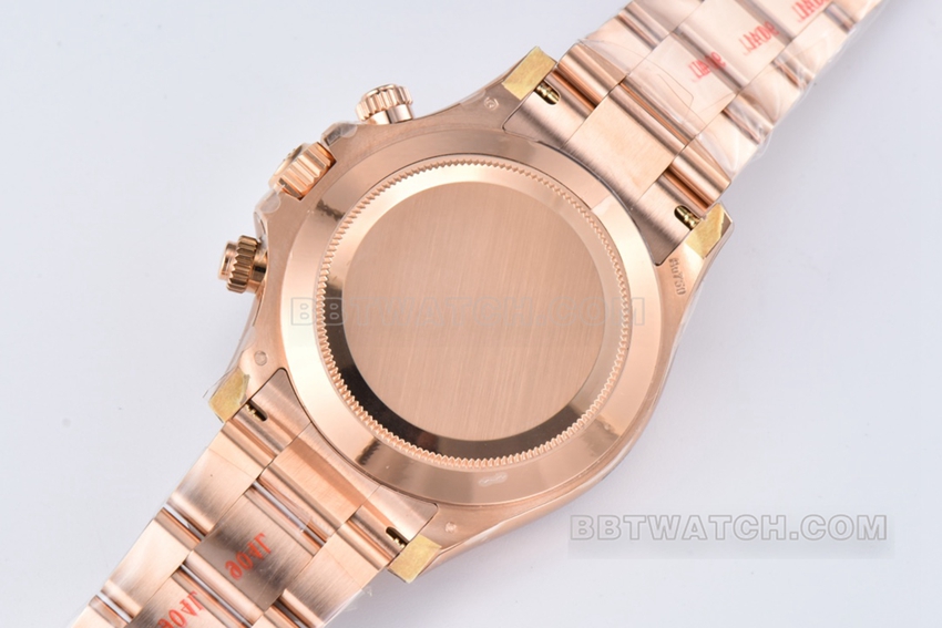 C Factory Rolex Daytonatop-tier replicarose gold chocolate disc steel bracelet model m116505-0011caseback live photo