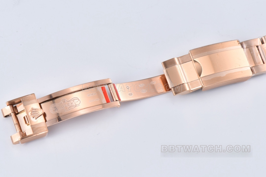 Factory C Rolex Daytonatop-tier replicarose gold chocolate disc steel bracelet model m116505-0011clasplive photos