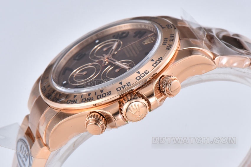 C Factory Rolex Daytonatop-tier replicarose gold chocolate plate steel bracelet model m116505-0011side live photo