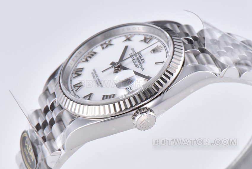C factory Rolex log top-tier replica36mmwhite dial five grid link m126234-0025side live photo