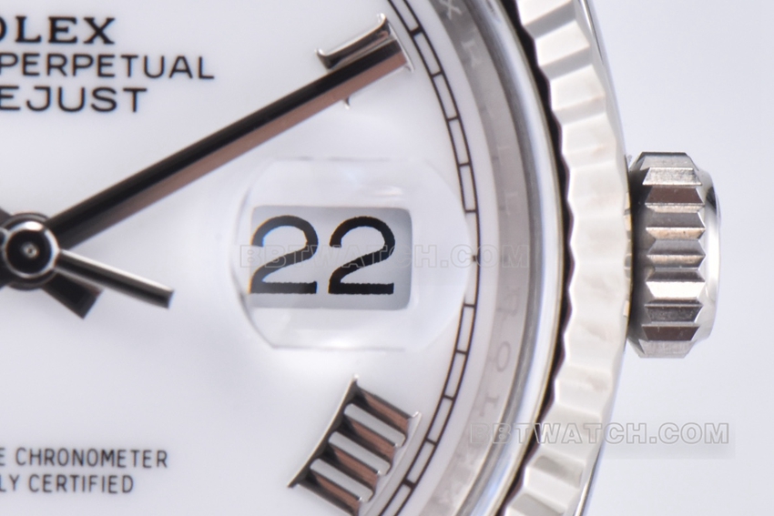 C factory Rolex log top-tier replica36mmwhite dial five grid link m126234-0025front live photo