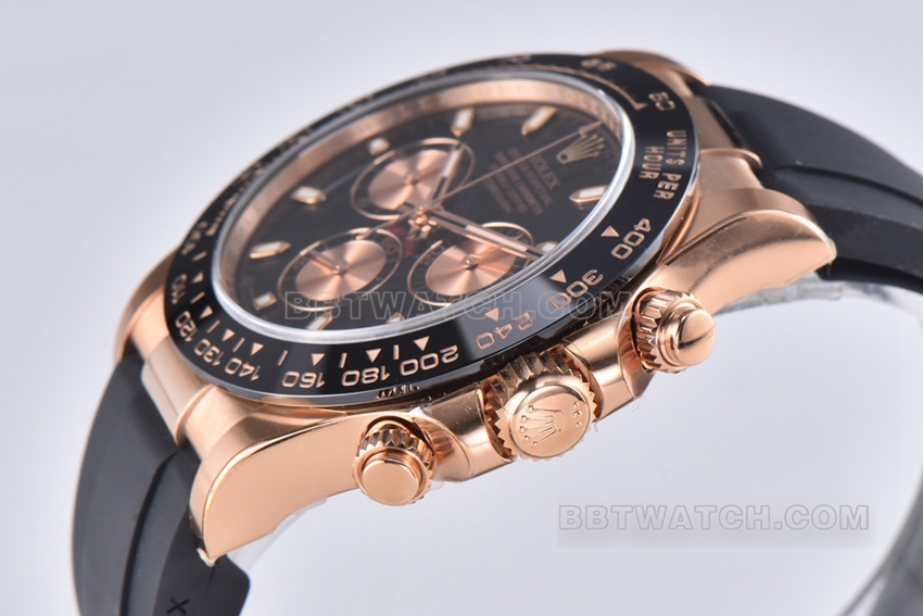 C factory RolexDaytona1:1super clonerose goldblack dialM116515ln-0017side live photo