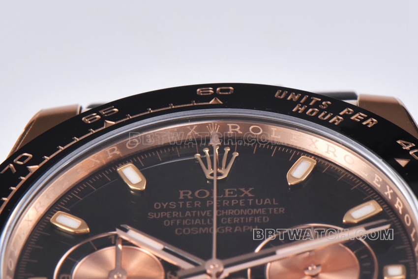C factory RolexDaytona1:1super clonerose goldblack dialM116515ln-0017front live photo
