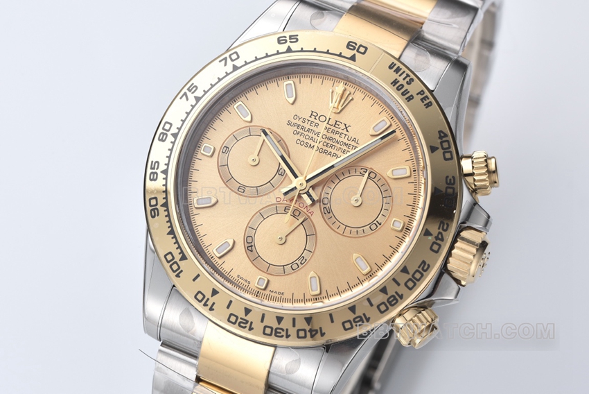 Factory C Rolex Daytona1:1super gold disc gold steel bracelet model m116503-0003front live photo