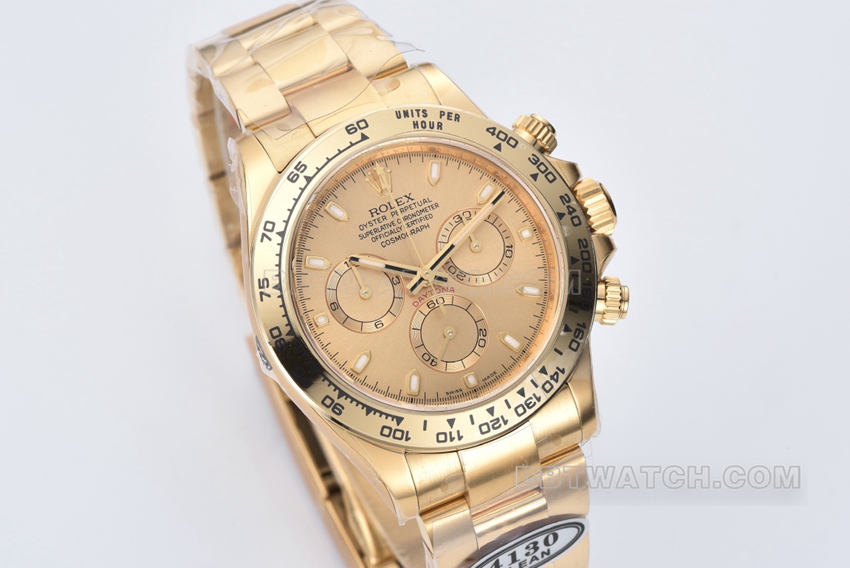 Factory C Rolex Daytona gold plate yellow goldsteel bracelet model m116508-0003 front live photo