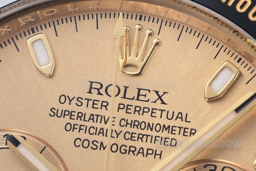 C factory RolexDaytona1:1top-tier champagne tray yellow gold rubber m116518ln-0042front live photo