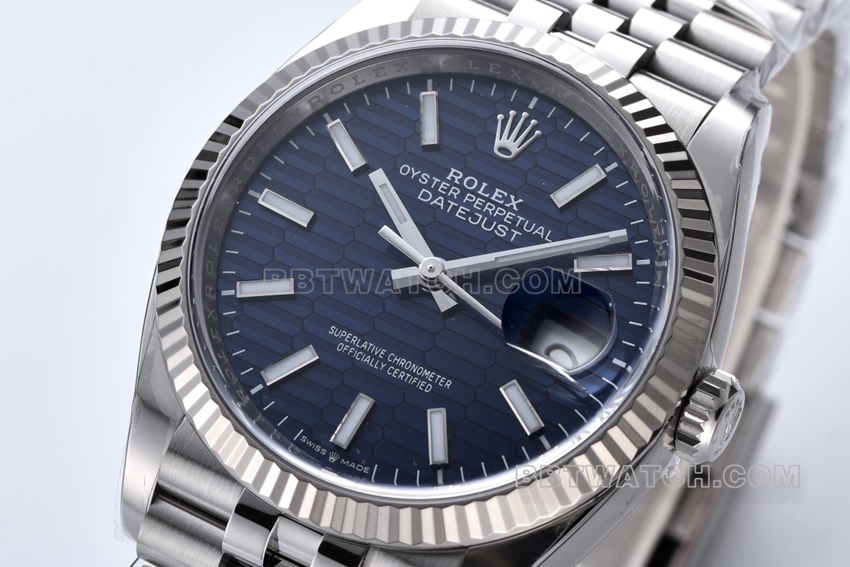 Factory C Rolex log top-tier 1:1super clone36mmblue dial pit pattern m126234-0049front live photo