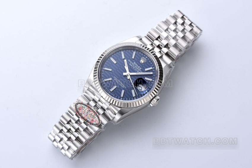 Factory C Rolex log top-tier 1:1super clone36mmblue dial pit pattern m126234-0049front live photo