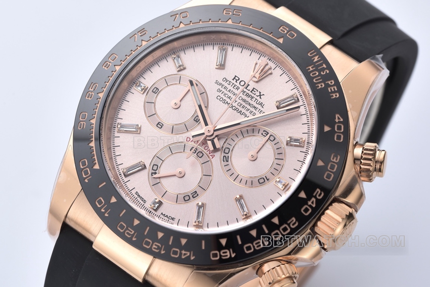 C Factory Rolex Daytona1:1super pink plate rubber model m116515ln-0061front live photo