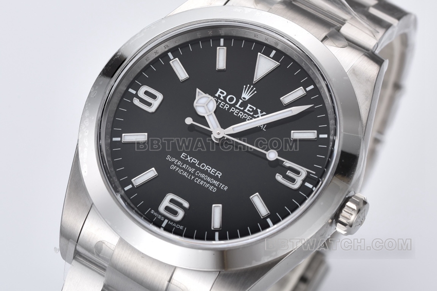 C factory Rolex explorer super cloneblack dialm214270-0003front live photo