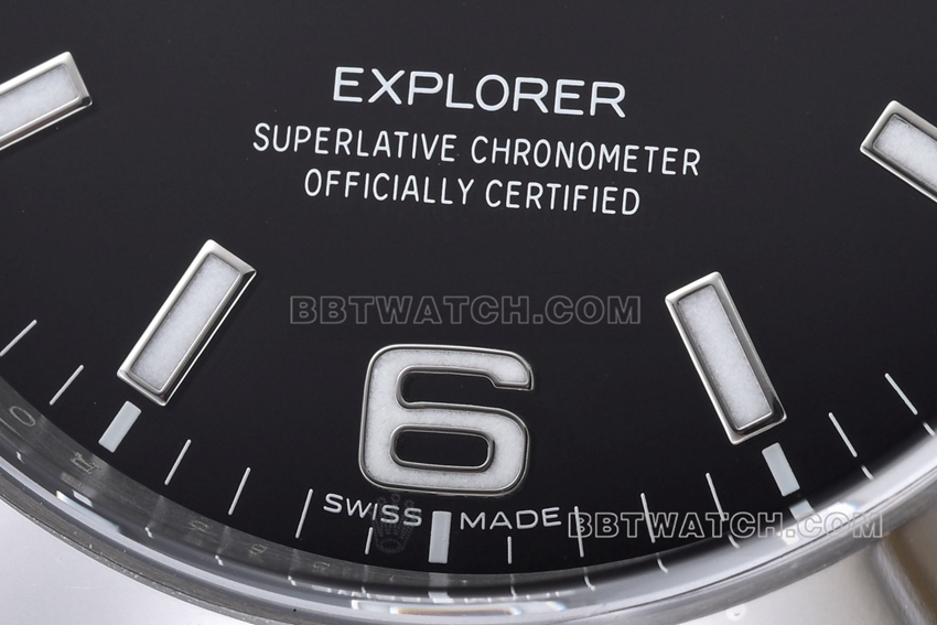 C factory Rolex explorer super cloneblack dialm214270-0003front live photo