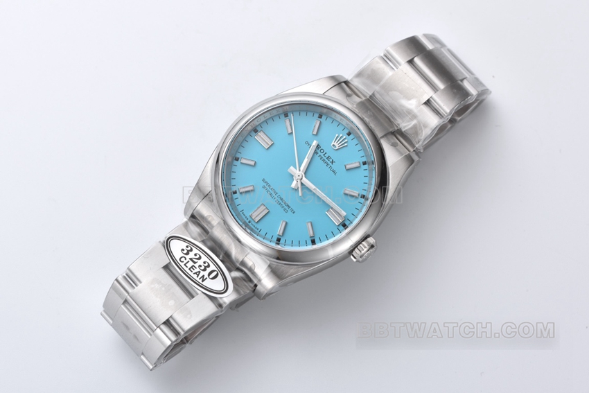 Factory C Rolex Oyster Perpetual 1:1top-tier replica36mm turquoise blue dial126000-0006front live photo