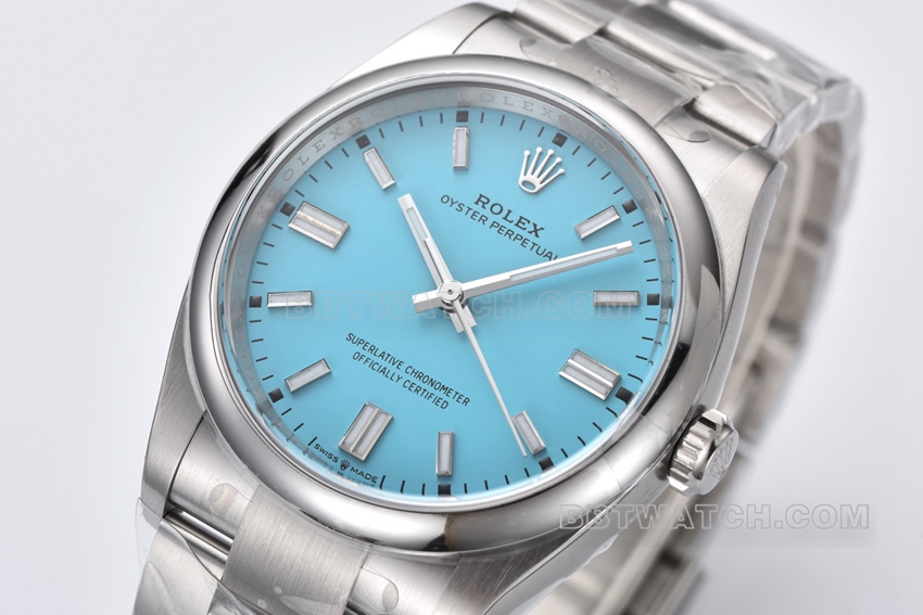 Factory C Rolex Oyster Perpetual 1:1top-tier replica36mm turquoise blue dial126000-0006front live photo