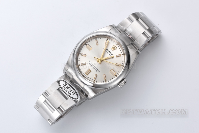 Factory C Rolex Oyster Perpetual top-tier 1:1high-quality replica36mmsilver dialm126000-0001front live photo