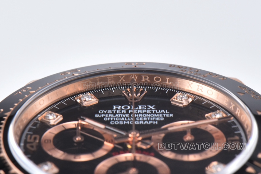 C Factory RolexDaytona1:1super clonerose gold black diamond plate m116515ln-0057front live photo