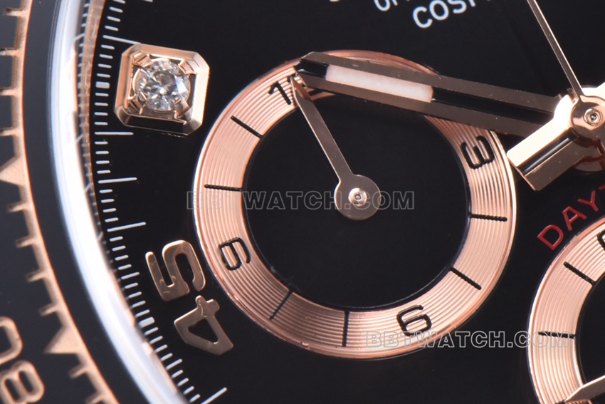 C Factory RolexDaytona1:1super clonerose gold black diamond plate m116515ln-0057front live photo