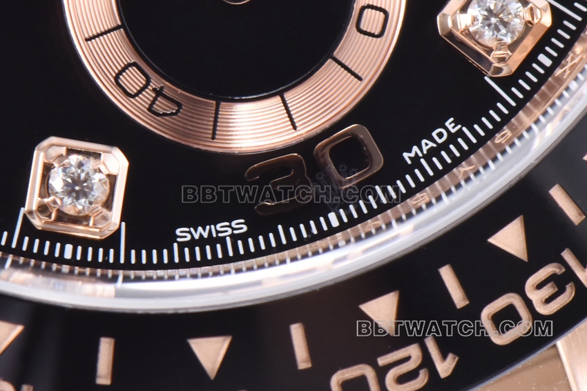 C Factory RolexDaytona1:1super clonerose gold black diamond plate m116515ln-0057front live photo