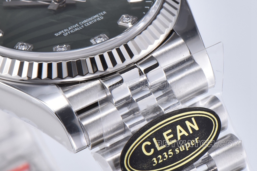 C factory Rolex log 1:1top-tier replica36mm green palm leaf pattern m126234-0055front live photo