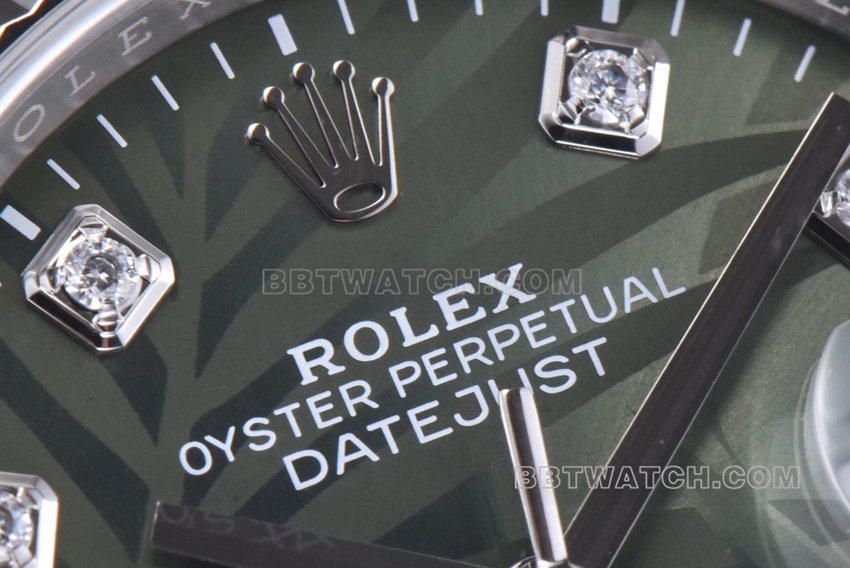 C factory Rolex log 1:1top-tier replica36mm green palm leaf pattern m126234-0055front live photo